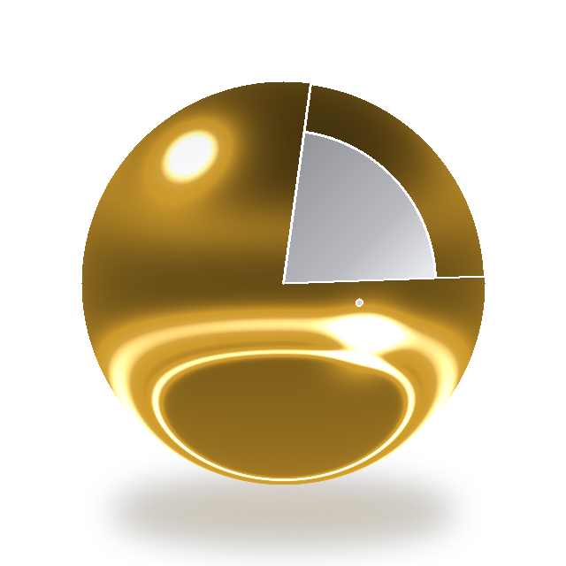 Gold Vermeil swatch, cross section showing a silver core with a thick gold coat