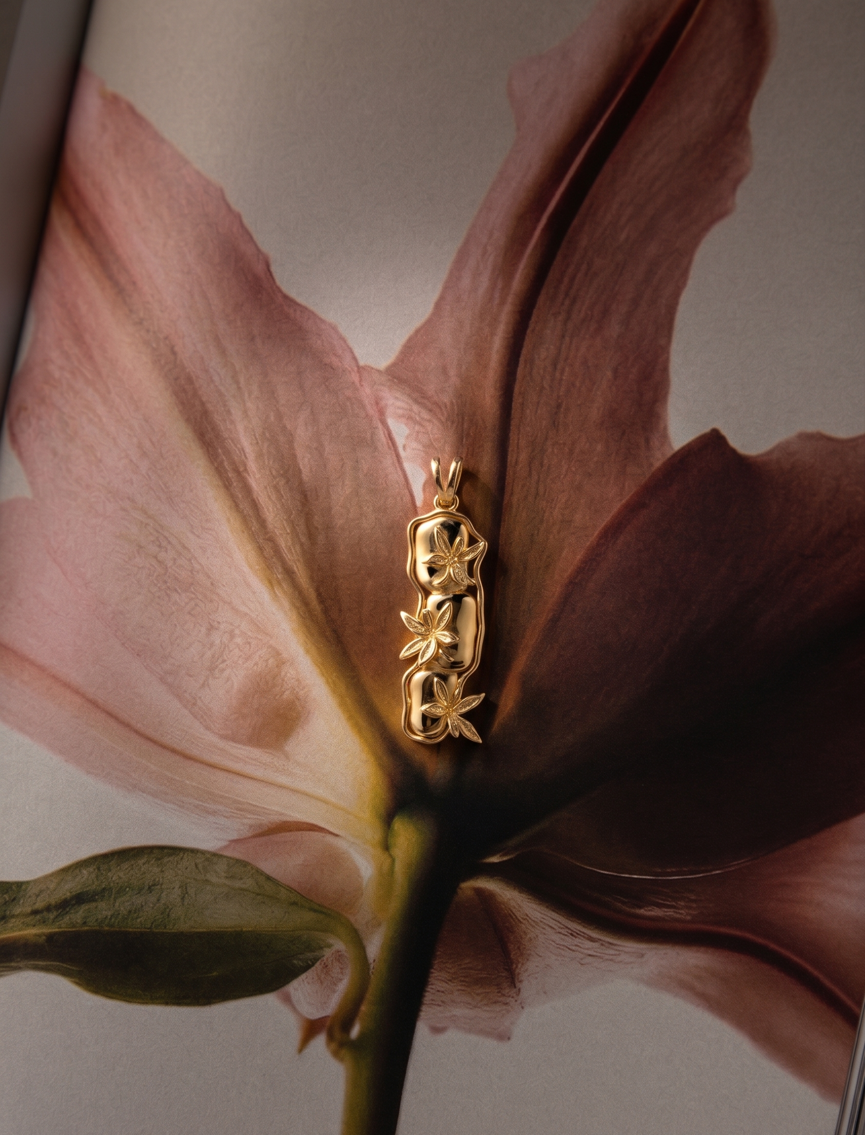 The Solis, floral gold pendant